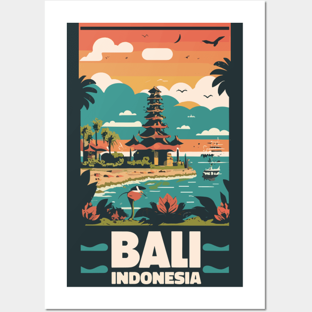 A Vintage Travel Art of Bali Indonesia Wall Art by goodoldvintage